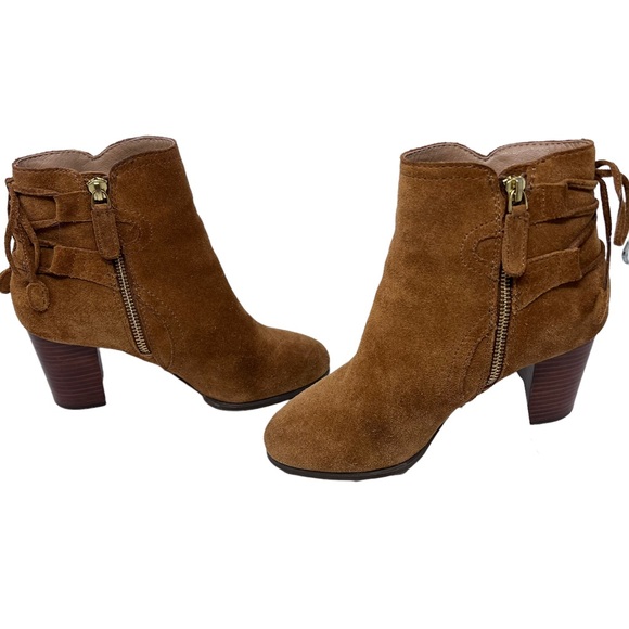 Vionic Ronnie Brown Suede Leather Block Heel Zip Up Comfort Ankle Boots Size 6.5 - Picture 10 of 13